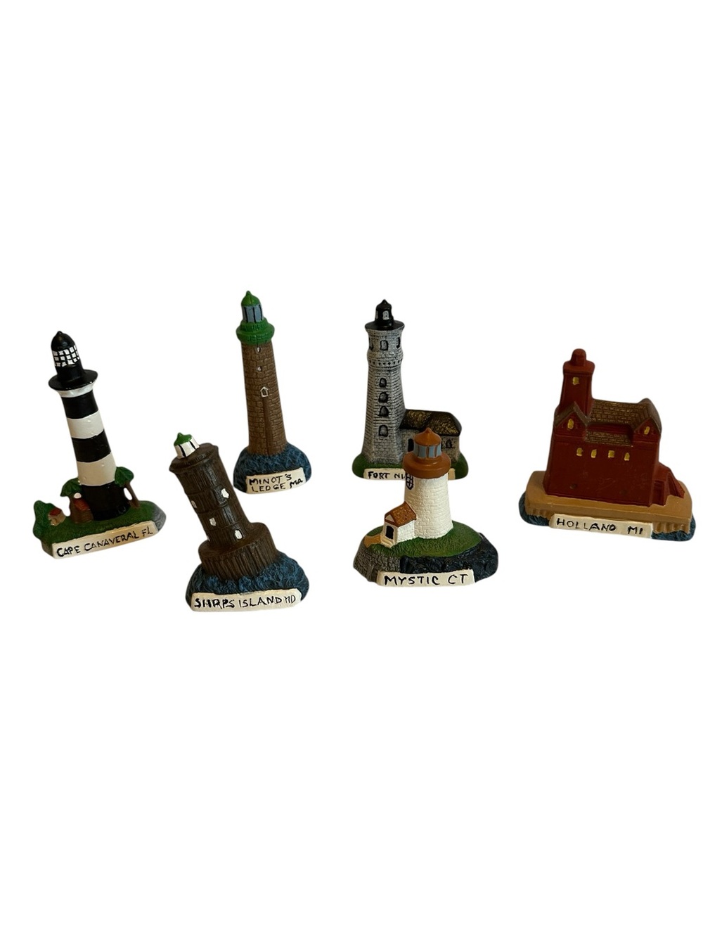 Set of 6 Mini Lighthouse Figurines - Multicolor